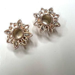 2Pc Steel Clear Lotus Flower 2G Double Flare Screw Fit Tunnel Plug Ear Gauges